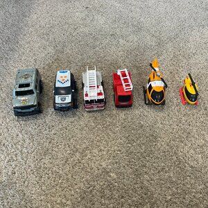 Set of 6 Cars and Helicopters Hammer Police Firetruck